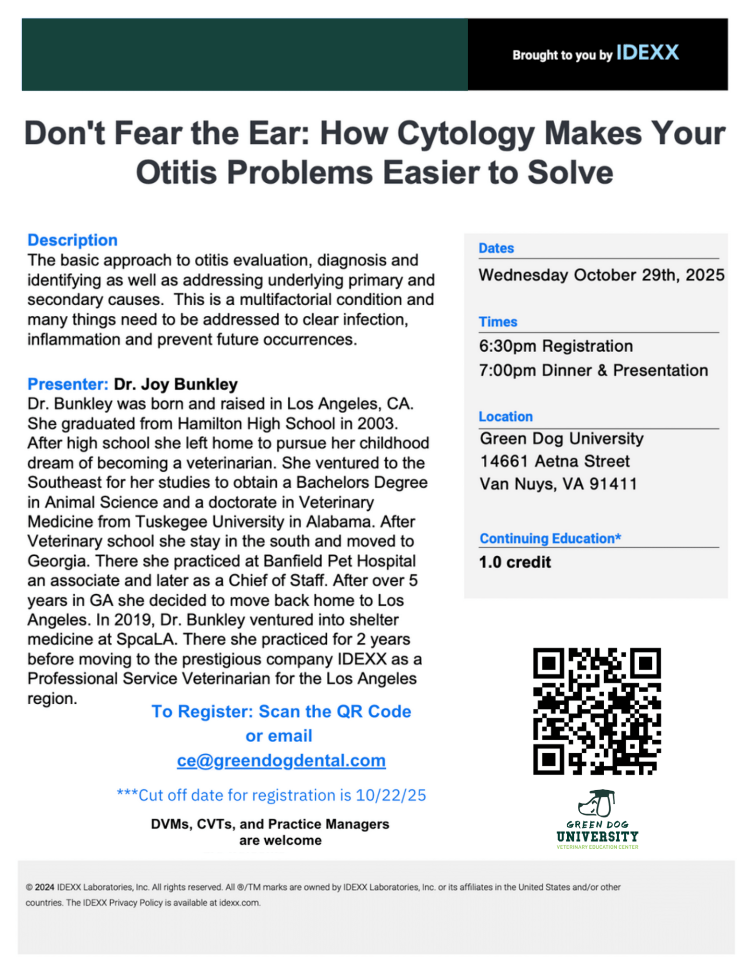 Flyer for Don't Fear the Ear CE Course